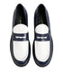 Dolce & Gabbana Black White Leather Slip On Loafers Men Dress Shoes